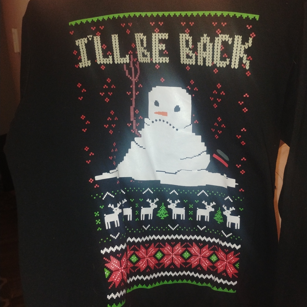 MAD Engine Festive Black Snowman Sweater